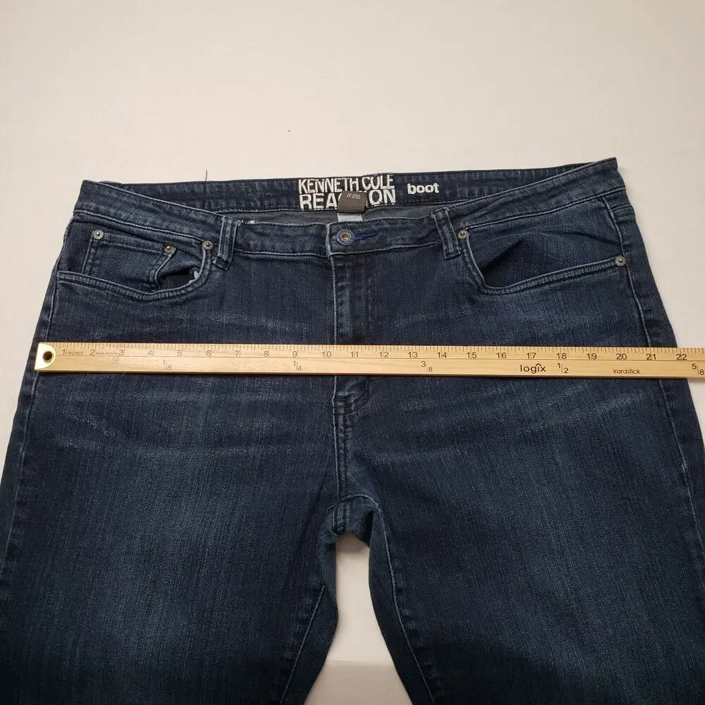 Kenneth Cole Reaction Jeans Mens 38x32 Blue Dark Wash Denim Boot Cut Casual